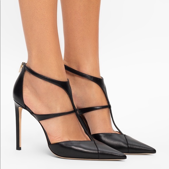 🌻HP🌻 Jimmy Choo 100mm Saoni T-Strap Zip Pump Black 9.5 - Picture 3 of 16